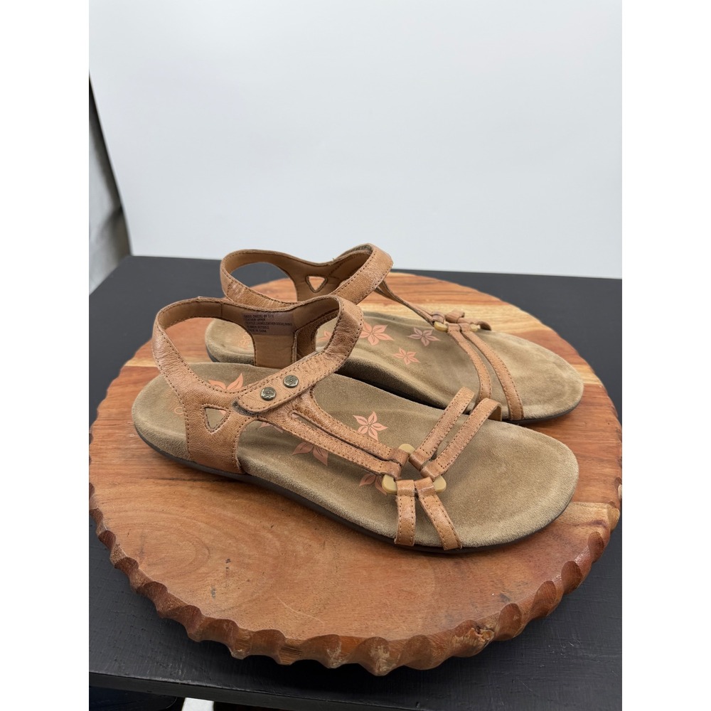 Abeo Oasis B.I.O.system Sandal Women 8 Tan Leather Strappy Comfort Walking Shoe